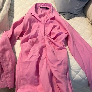 Zara Soft Pink button down collared dress